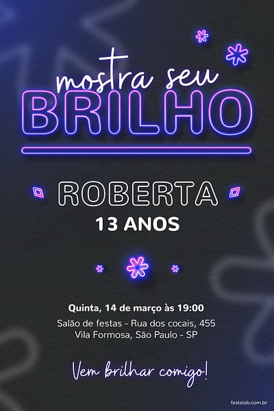 Criar convite de aniversário - Brilho Azul| FestaLab