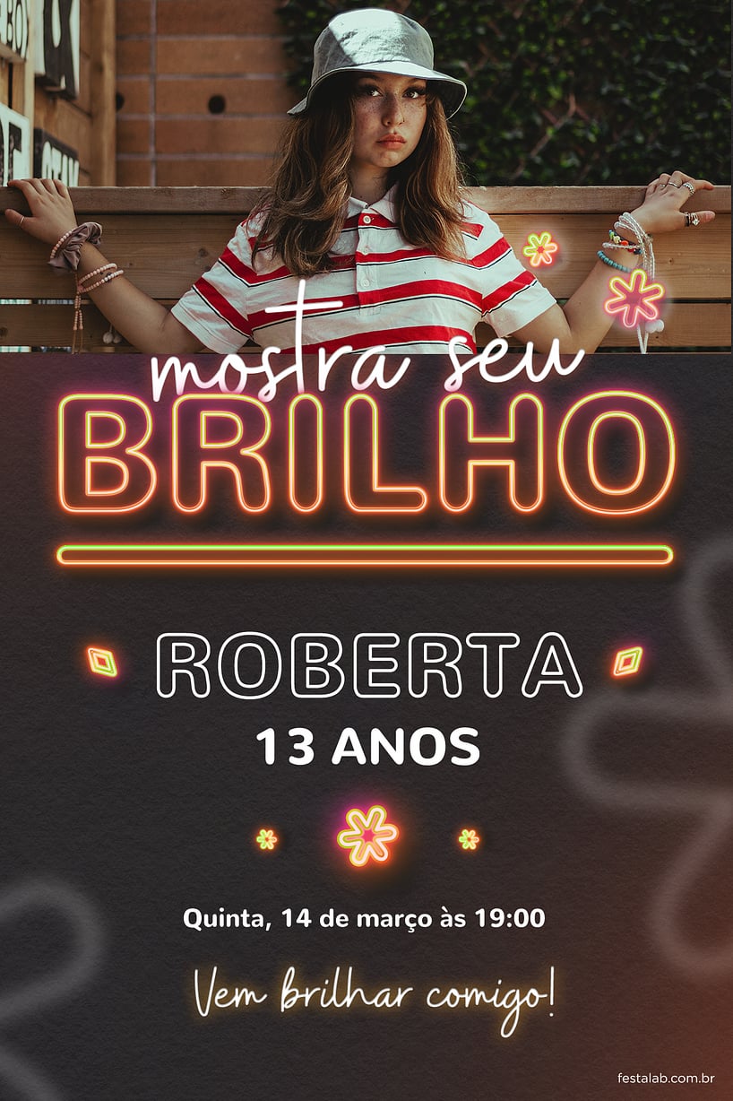Convite Brilho Laranja grátis para editar
