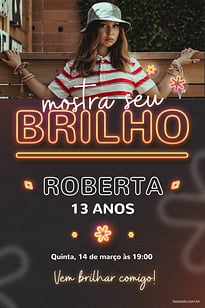 Modelo de Convite de Aniversario - Brilho Laranja Convite Brilho Laranja grátis para editar