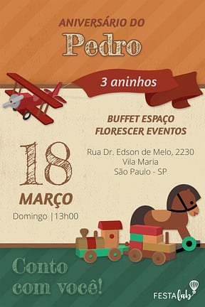 Modelo de Convite de Aniversario - Brinquedos Convite de Aniversario - Brinquedos