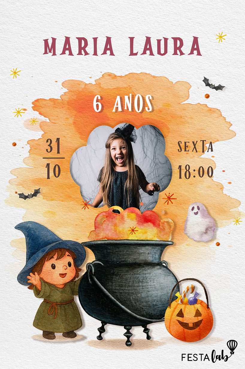 Criar convite de aniversário - Caldeirão da Bruxa| FestaLab