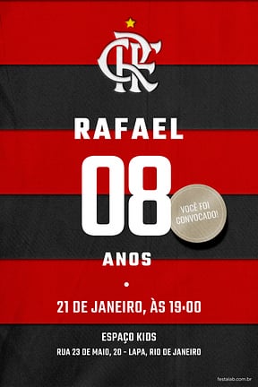Modelo de Convite de Aniversario - Camisa CRF Convite de Aniversario - Camisa CRF