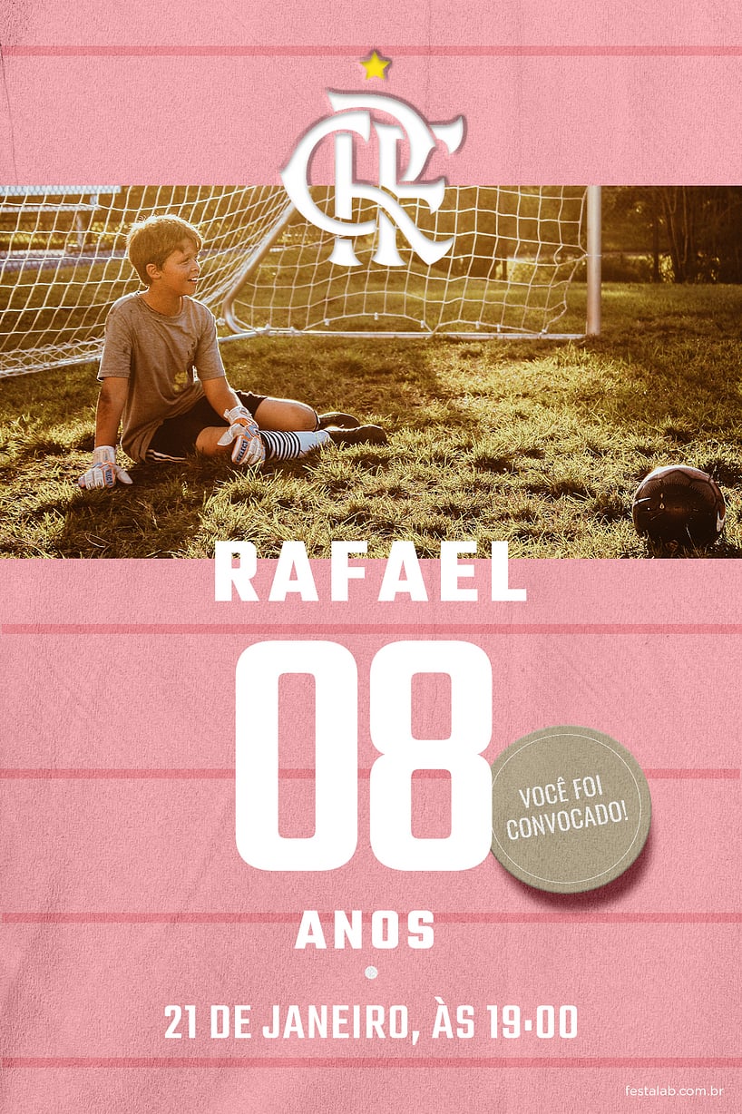 Convite de Aniversario - Camisa CRF Rosa
