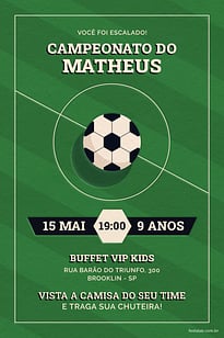 Modelo de Convite de Aniversario - Campeonato Convite Campeonato grátis para editar
