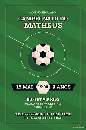 Modelo de Convite de Aniversario - Campeonato Convite de Aniversario - Campeonato