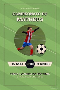 Modelo de Convite de Aniversario - Campeonato Verde Convite Campeonato Verde grátis para editar