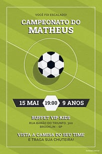 Convite Campeonato verde Claro grátis para editar