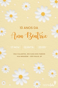 Convite Campo Dourado de Margaridas grátis para editar