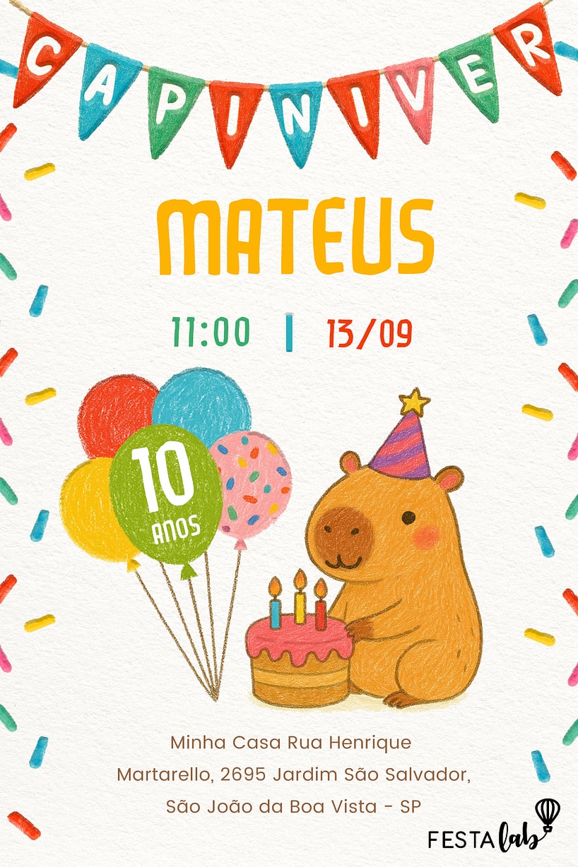 Modelo de Convite de Aniversario - Capiniver Criar convite de aniversário - Capiniver| FestaLab