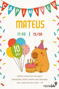 Modelo de Convite de Aniversario - Capiniver Convite Capiniver grátis para editar