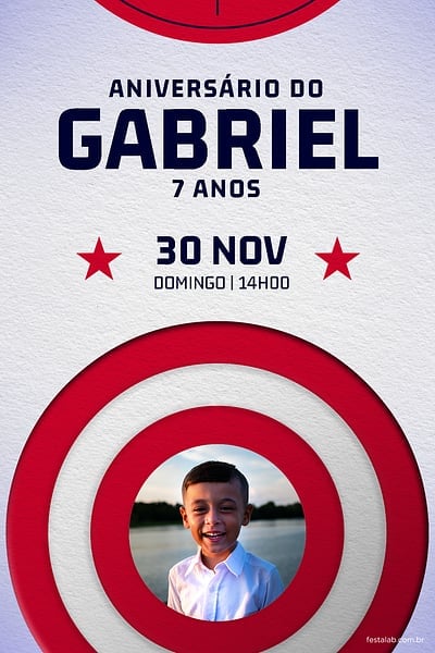 Modelo de Convite de Aniversario - Capitao America claro Convite Capitão America claro grátis para editar