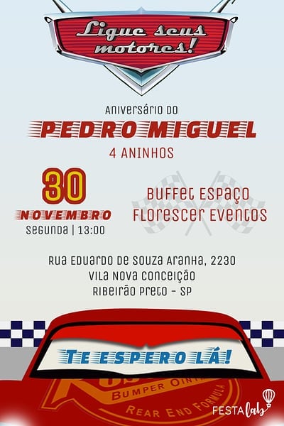 Modelo de Convite de Aniversario - Carros Convite Carros grátis para editar