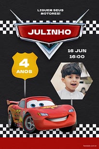 Modelo de Convite de Aniversario - Carros preto Convite Carros preto grátis para editar