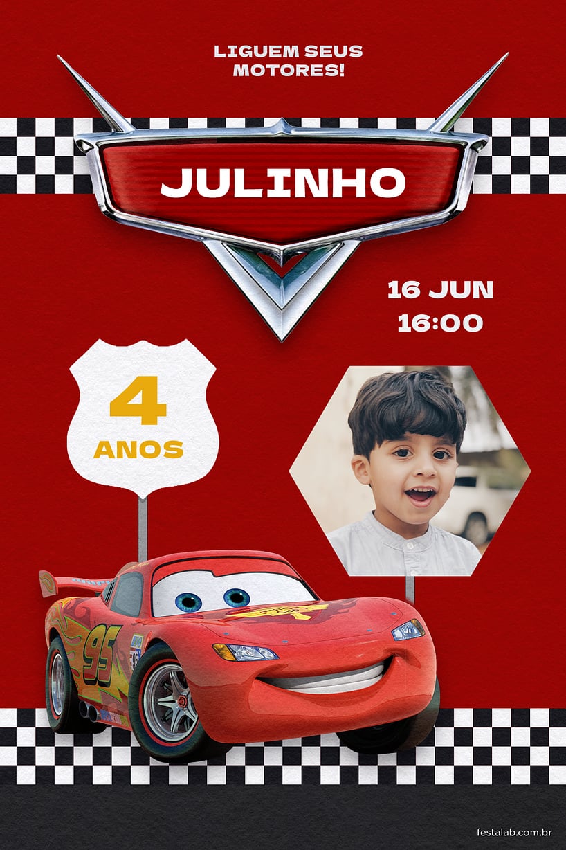 Convite De Aniversário Carros (Filme Infantil) Edite Online