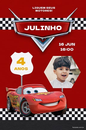 Modelo de Convite de Aniversario - Carros vermelho Convite de Aniversario - Carros vermelho