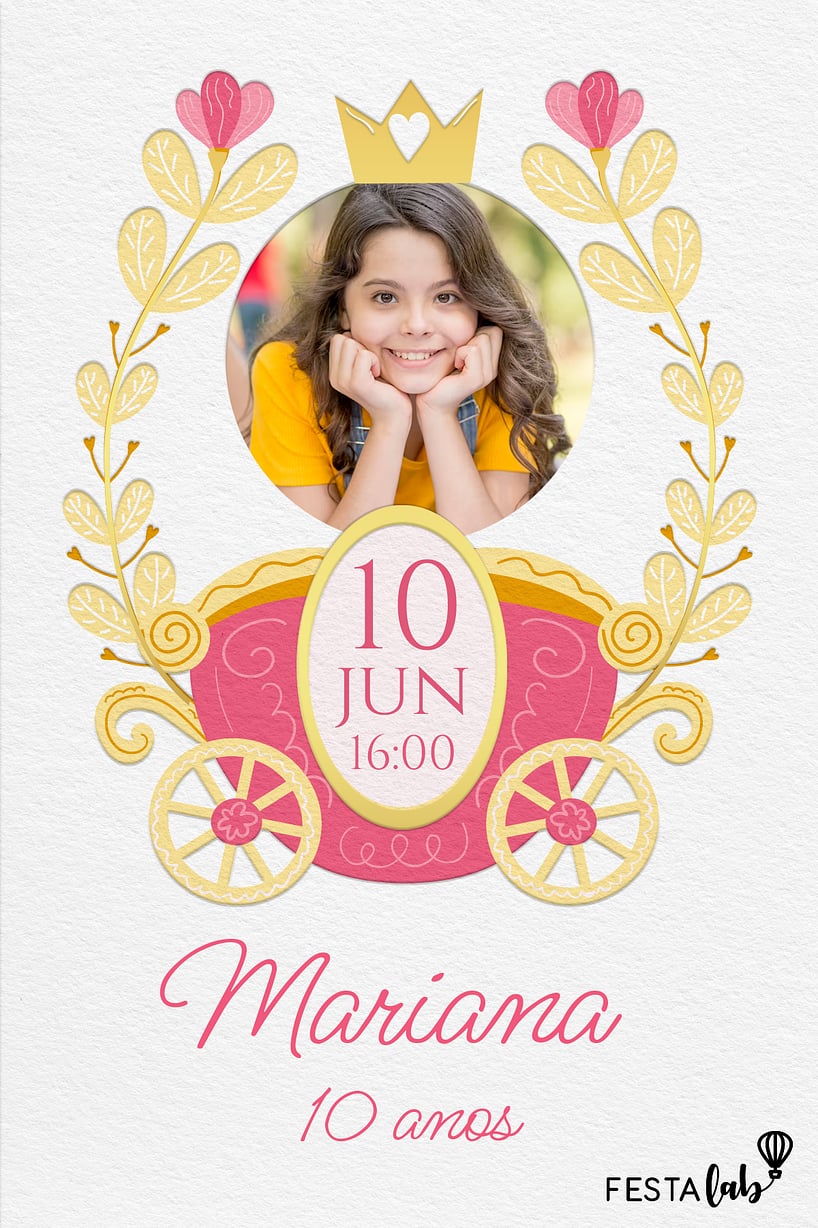 Convite Carrossel da Realeza grátis para editar