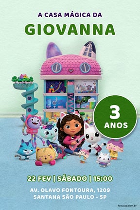 Convite de Aniversario - Casa Magica Verde