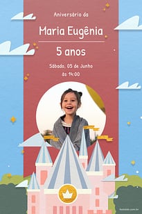 Modelo de Convite de Aniversario - Castelo Convite Castelo grátis para editar