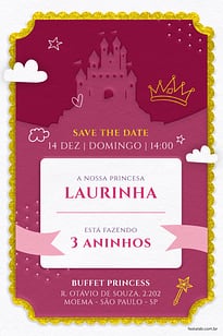 Modelo de Convite de Aniversario - Castelo encantado rosa Convite Castelo encantado rosa grátis para editar