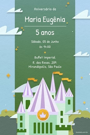 Modelo de Convite de Aniversario - Castelo Verde Convite de Aniversario - Castelo Verde