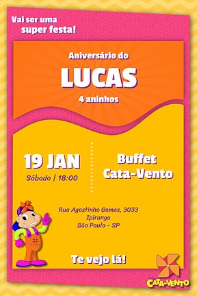 Convite de Aniversario - Cata-Vento