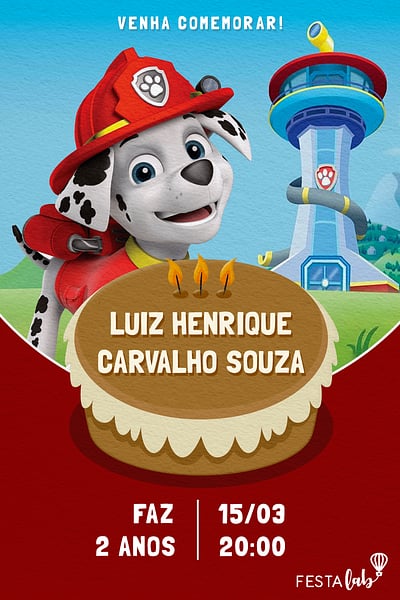 Modelo de Convite de Aniversario - Celebracao do Marshall Convite Celebração do Marshall grátis para editar