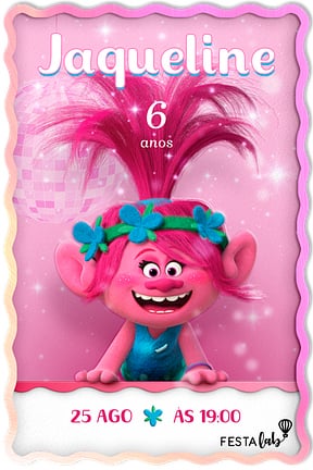 Modelo de Convite de Aniversario - Celebre com a Poppy Convite de Aniversario - Celebre com a Poppy