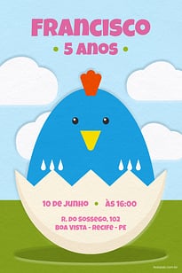 Modelo de Convite de Aniversario - Chocadinha Convite Chocadinha grátis para editar