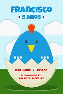 Modelo de Convite de Aniversario - Chocadinho Convite Chocadinho grátis para editar