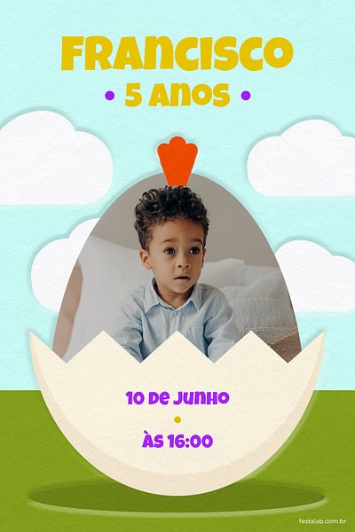 Modelo de Convite de Aniversario - Chocadinho Amarelinho Convite Chocadinho Amarelinho grátis para editar