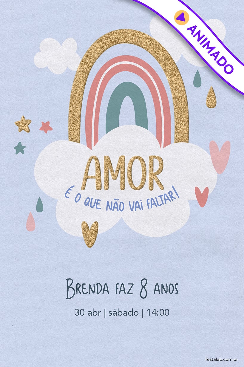 Modelo de Convite de Aniversario - Chuva de Amor Ceu Azul Criar convite de aniversário - Chuva de Amor Céu Azul| FestaLab