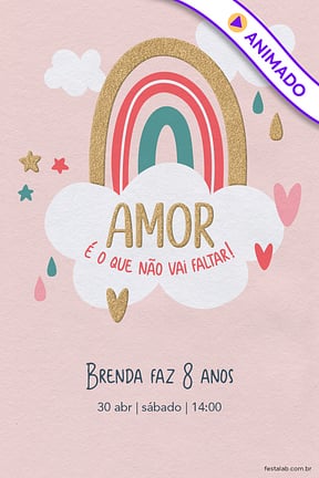 Modelo de Convite de Aniversario - Chuva de Amor Ceu Rosa Convite de Aniversario - Chuva de Amor Ceu Rosa