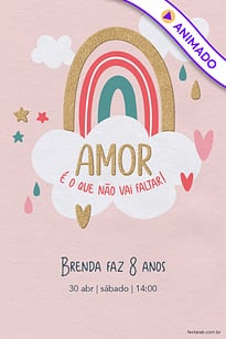 Modelo de Convite de Aniversario - Chuva de coracoes Convite Chuva de corações grátis para editar