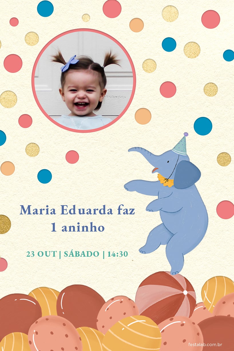 Convite Circo do elefantinho grátis para editar