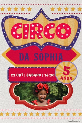 Modelo de Convite de Aniversario - Estrelas do Circo Convite de Aniversario - Estrelas do Circo