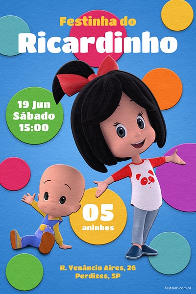 Modelo de Convite de Aniversario - Cleo & Cuquin Convite Cléo & Cuquin grátis para editar