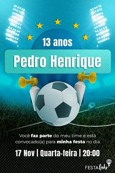 Convite Convocado Futebol grátis para editar