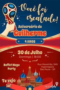 Modelo de Convite de Aniversario - Copa do Mundo - Russia Convite Copa do Mundo - Rússia grátis para editar