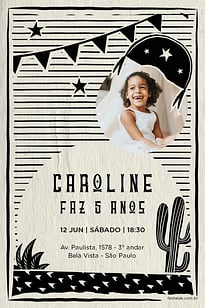 Modelo de Convite de Aniversario - Cordel Convite Cordel grátis para editar