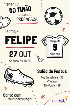 Modelo de Convite de Aniversario - Corinthians Convite de Aniversario - Corinthians