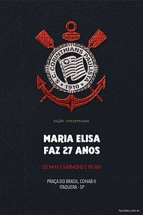 Modelo de Convite de Aniversario - Corinthians camisa Convite Corinthians camisa grátis para editar