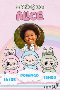 Convite Curtindo com os Labubus grátis para editar