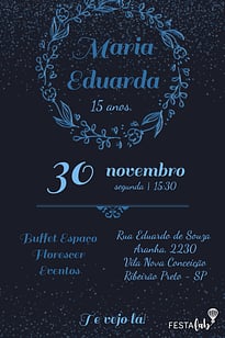 Modelo de Convite de Aniversario - Coroa de Louros azul Convite Coroa de Louros azul grátis para editar