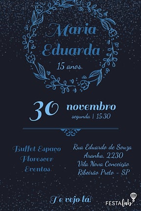 Modelo de Convite de Aniversario - Coroa de Louros azul Convite de Aniversario - Coroa de Louros azul