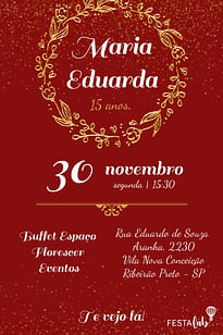 Convite Coroa de Louros Vermelho grátis para editar