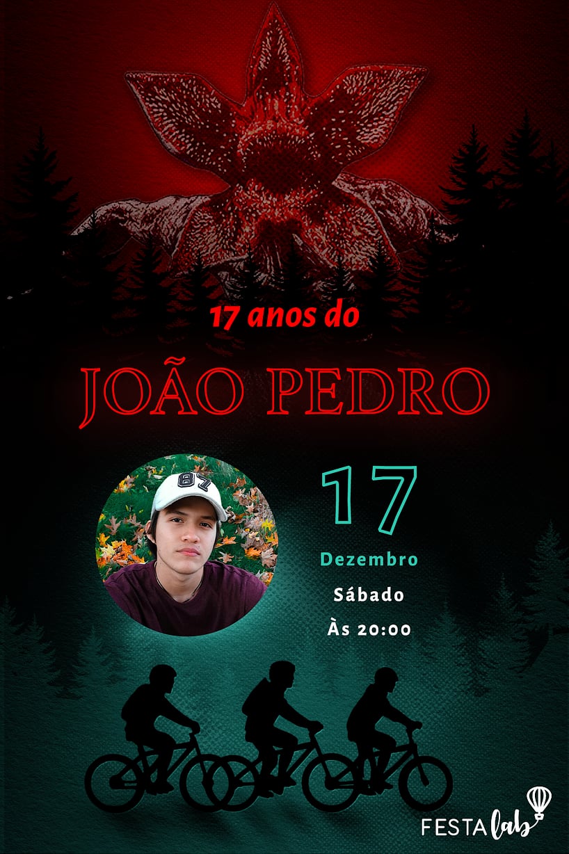 Convite Demogorgon Stranger Things grátis para editar