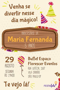Modelo de Convite de Aniversario - Dia Magico Convite Dia Mágico grátis para editar