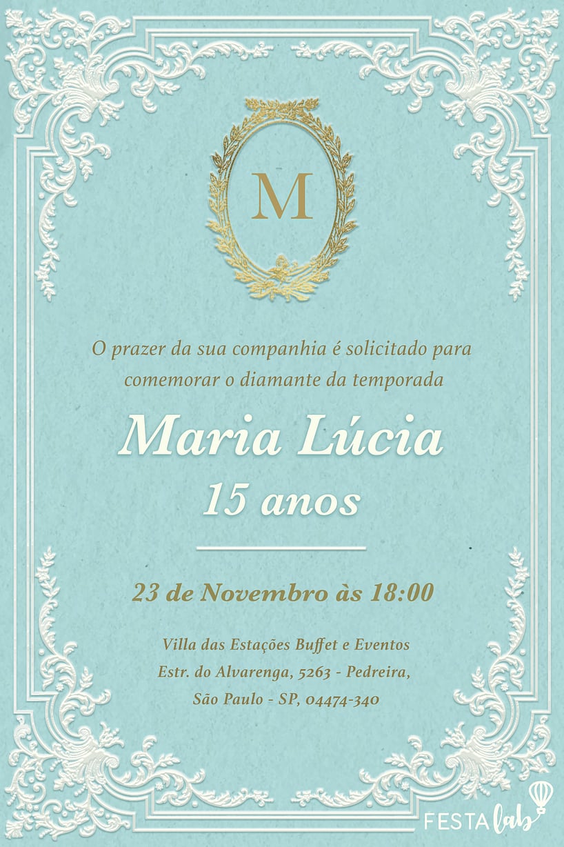 Convite Diamante da temporada grátis para editar