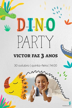 Modelo de Convite de Aniversario - Dino Baby Convite de Aniversario - Dino Baby