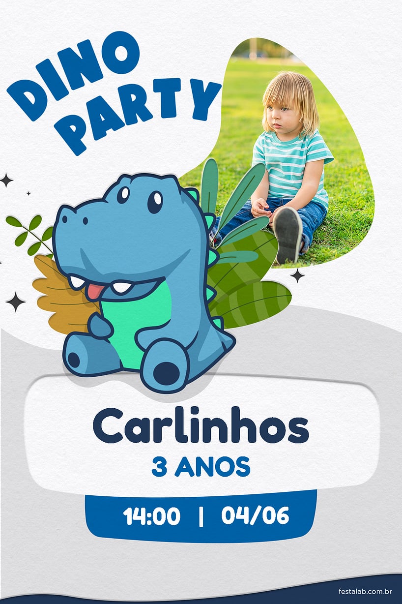 Criar Convite De Aniversário - Convite Dino Baby| FestaLab